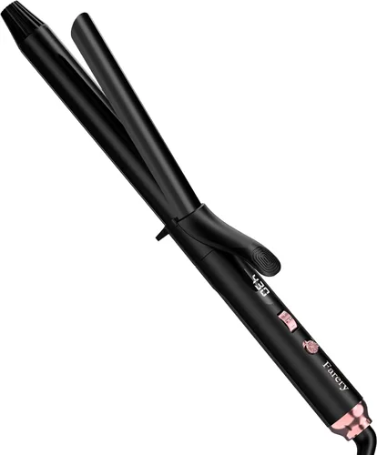 FARERY Rizador de barril largo de 1 pulgada, rizador cerámico para cabello fino, infundido con aceite de argán y queratina, peinado duradero, 11