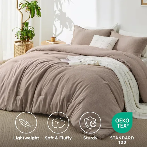 Miniatura 277 de Bedsure Juego de edredón Twin/Twin XL, ropa de cama suave beige para todas las estaciones, juego de cama teñido catiónico, 2 piezas, 1 edredón