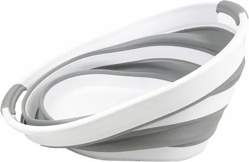 Miniatura 3 de SAMMART Cesta plegable ovalada de plástico para la lavandería, 23 litros (6 galones), contenedor de almacenamiento plegable, tina de lavado