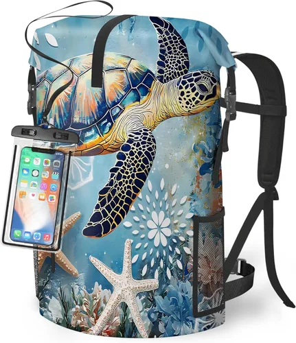 Miniatura 16 de Bolsa seca impermeable Bolsas secas marinas para kayak, senderismo, tortugas marinas, estrellas de mar, mochila con cierre enrollable, mochila