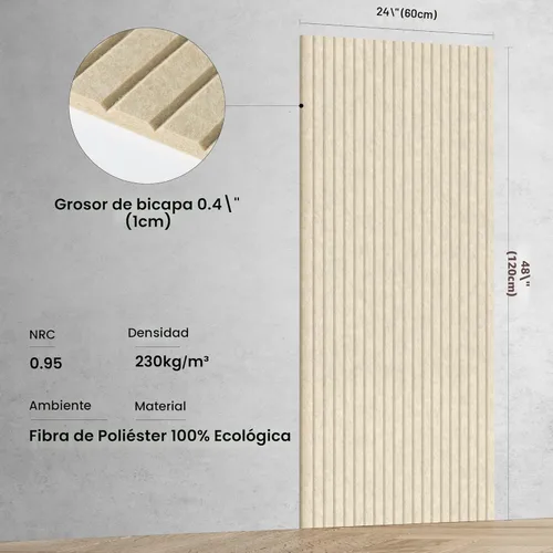 Miniatura 2 de Paquete de 10 paneles acústicos grandes, paneles de espuma insonorizante de 48 x 24 x 0.4 pulgadas para paredes, paneles premium de amortiguación