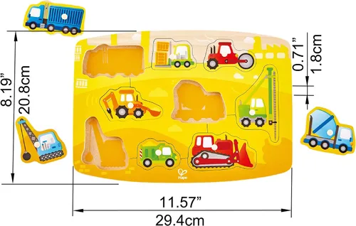 Miniatura 3 de Hape Rompecabezas de clavijas de construcción Juego de rompecabezas de madera de 10 piezas, juguete de aprendizaje para niños pequeños