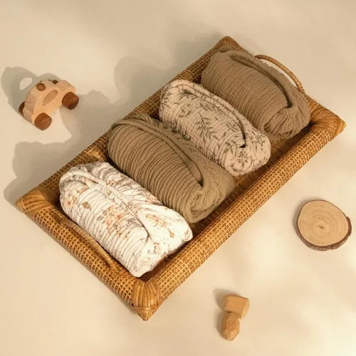 Miniatura 58 de lulumoon Sábanas de muselina para moisés para bebé: sábanas ajustables suaves para moisés de cabecera para niños y niñas Oliva y Crema