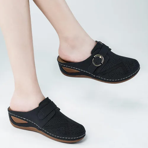 Miniatura 5 de Alicegana Sandalias de verano para mujer, cómodas, con puntera cerrada, cuña con gancho ajustable