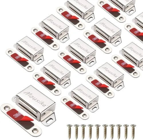 Miniatura 13 de Mousike Imanes para gabinete de 30 libras de color negro con fuerte imán para cocina, armario, armario, puerta, cajón, pestillo paquete de 4