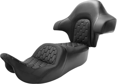 Miniatura 38 de C.C. RIDER Asiento de conductor, piloto y pasajero de una pieza con diamante, asiento de 2 plazas para Harley Touring Road King FLHR, Street Glide