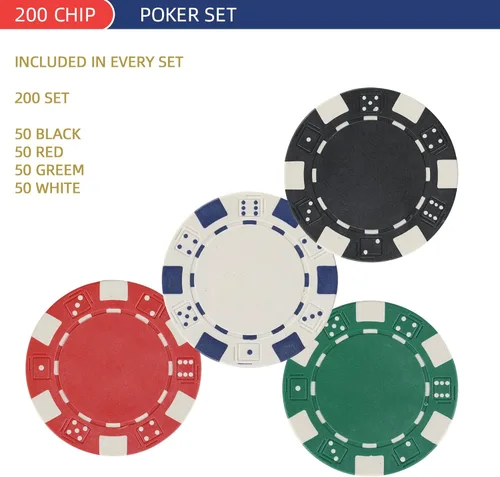 Miniatura 5 de Juego de 200 fichas de póquer para Texas Holdem, blackjack, torneos con estuche de aluminio, 2 barajas de cartas, botón de repartidor, botón de Rojo