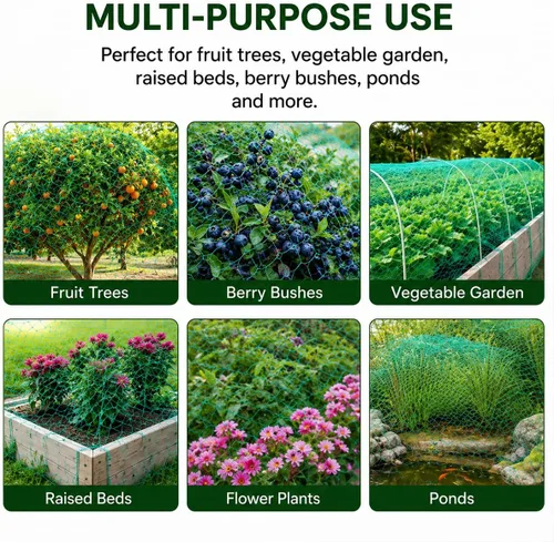 Miniatura 6 de Red para pájaros para protección del jardín, red de malla verde reutilizable para fresas, arándanos, verduras, árboles frutales y camas de jardín