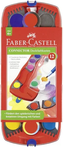 Faber-Castell Juego de pintura de acuarela Connector para niños, 12 colores de pintura de acuarela, acuarelas para niños de 6 a 8 años en adelante