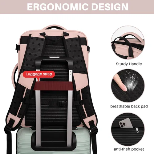 Miniatura 14 de Mochila de Viaje Snoffic para Mujer, Negro, 17 pulg.