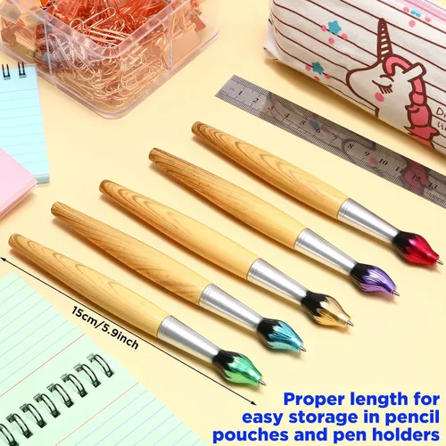 Miniatura 2 de 20 pinceles de bambú con forma de pincel, bolígrafo retráctil, bolígrafos de tinta para actividades artísticas, escuela, papelería, fiestas