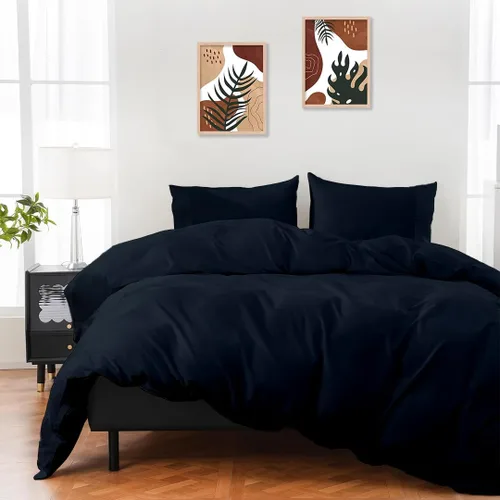 Miniatura 13 de ARlinen Juego de funda de edredón de tamaño matrimonial, 100% algodón egipcio, juego de ropa de cama de 3 piezas con cierre de cremallera, incluye 1