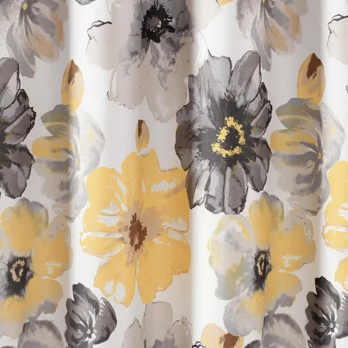 Miniatura 4 de Lush Decor Leah Cortina de Ducha Floral, 72" An x 72" L, Amarillo y Gris - Cortinas de Ducha de Tela - Cortina de Baño Botánica de Acuarela