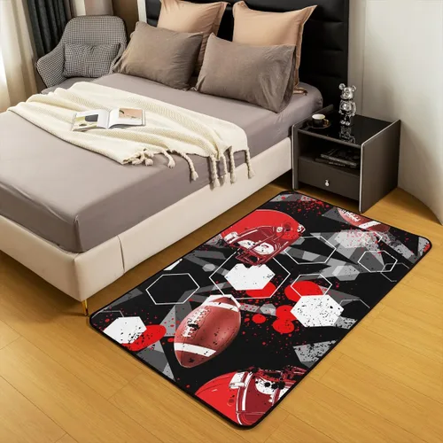 Miniatura 5 de jejeloiu Alfombra de fútbol de 3 x 5 pies, geométrica, para sala de estar, diseño de panal de abeja, alfombra decorativa para fútbol