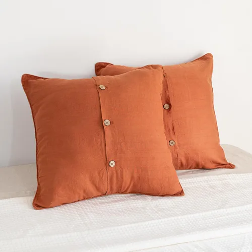 Miniatura 27 de S VICTORY SYMBOL Juego de 2 fundas de almohada de lino 100% orgánico, fundas de almohada de lino natural francés con cierre de botones de coco