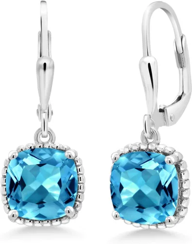 Miniatura 123 de Gem Stone King Aretes colgantes de plata de ley 925 de 0.315 pulgadas para mujer
