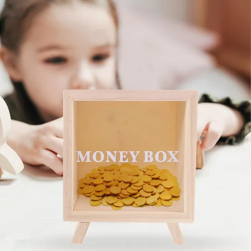 Miniatura 4 de Zerodeko Banco de monedas de madera, alcancía de madera, marco de madera, caja de sombras, caja de ahorro de dinero, caja de dinero, tarro