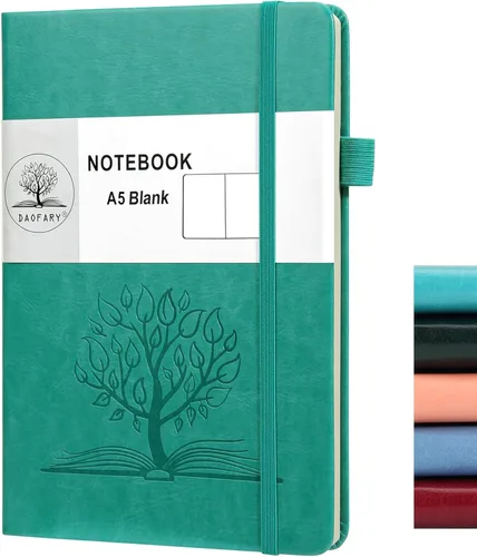 Daofary - Cuaderno de diario A5, cuadernos en blanco de cuero, 160 páginas, diario de papel grueso de 100 g/m², cuaderno de escritura con tapa dura