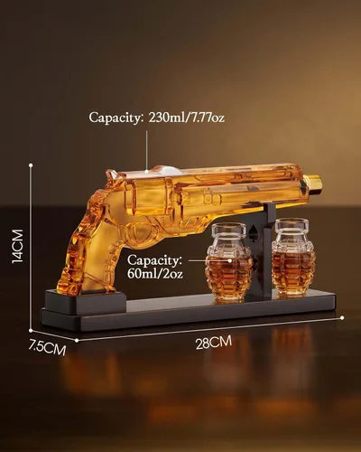 Miniatura 2 de Juegos de decantador de whisky con forma de pistola para hombres, juego de decantador de licor Kollea con vaso de disparo de pistola, regalos únicos