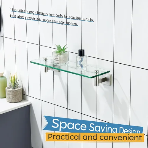 Miniatura 6 de KOKOSIRI Estante flotante para baño, estantes de montaje en pared de 16 pulgadas para dormitorio, sala de estar, cocina, estante colgante pequeño