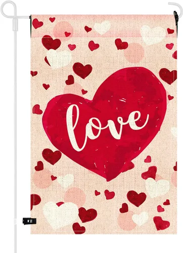 TUPARKA Bandera de jardín para el día de San Valentín, 12 x 18 pulgadas, juego de bandera de jardín para el hogar, decoración para el día de San