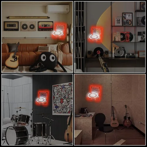 Miniatura 6 de Letrero de neón de vinilo para tienda de discos, decoración musical para bar de dormitorio, decoración de fiesta de grabación, luz LED de pared