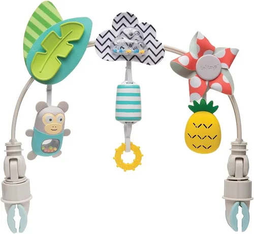 Miniatura 4 de Taf Toys Arco Tropical Ajustable para Asiento de Automóvil Infantil y Cochecito de Juguete para Bebés y Niños Pequeños, Arco de Cochecito, Juguetes