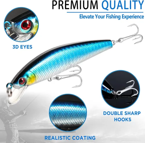 Miniatura 6 de PLUSINNO 353/404 piezas de señuelos de pesca, caja de aparejos de pesca mejorada con aparejos incluidos, crankbaits, anzuelos, pesos, otros