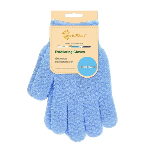 Miniatura 13 de Evridwear - Guantes exfoliantes de baño de doble textura para ducha, spa, masaje y exfoliantes corporales, elimina las células muertas de la piel