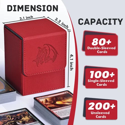 Miniatura 2 de ZLCA Caja de almacenamiento para cartas con 2 divisores, caja de almacenamiento de cartas se adapta a más de 100 cartas con funda individual, caja