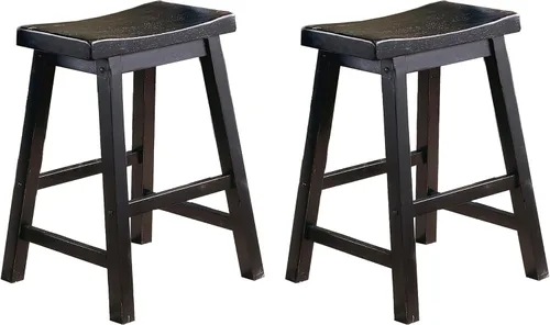 Miniatura 12 de Lexicon Saddleback - Juego de 2 taburetes de cocina de madera maciza, taburetes de cocina de altura para comedor, opciones de asiento de silla sin