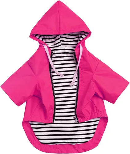 Miniatura 13 de Impermeable para Perros Perros Impermeable Chaqueta de Lluvia Reversible para Perros Razas Pequeñas y Medianas Cremallera Reflectante Bolsillo