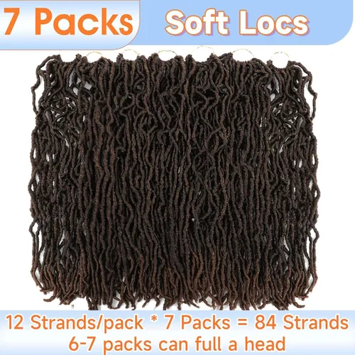Miniatura 5 de Rastas de pelo sintético de ganchillo de 22 pulgadas, color marrón degradado, 7 paquetes de cabello de ganchillo preanudado para mujeres negras