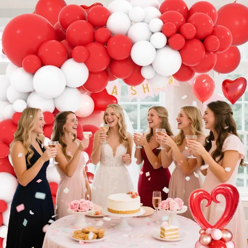 Miniatura 3 de Kit de arco de globos rojos y blancos, guirnalda de arco de globos rojos y blancos, 112 piezas para bodas, despedidas de soltera, cumpleaños