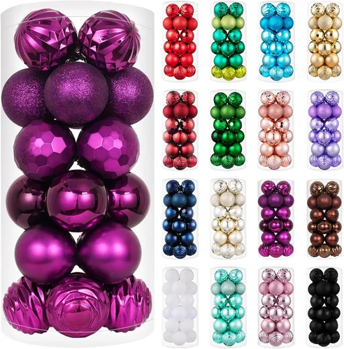Miniatura 42 de XmasExp - Juego de 24 adornos de bola de Navidad mini irrompibles, adornos para árbol de Navidad, bolas de árbol de Navidad de 30 mm/1.18 pulgadas