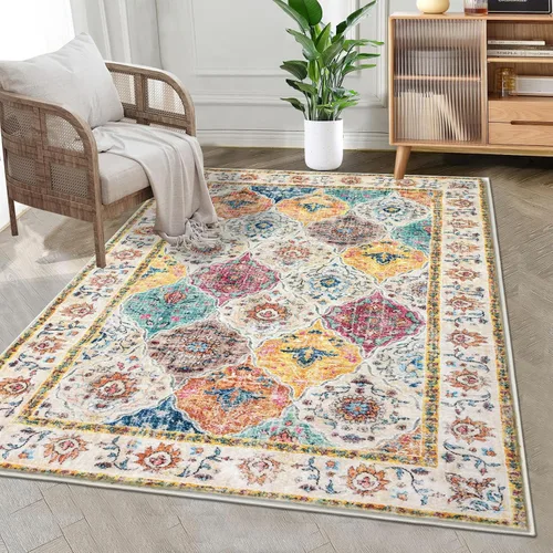 Miniatura 69 de HEBE Alfombra Pasillo 2'x10' Lavable Vintage Desgastada Alfombras de Área Antideslizante Alfombra de Lavandería Boho Alfombras de Piso para Pasillos