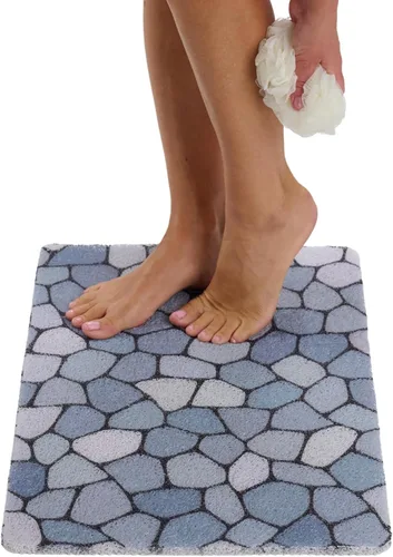 ENKOSI Alfombra antideslizante para ducha y baño Loofah - Comodidad acolchada suave - Sin ventosas para bañeras lisas o texturizadas - Drenaje