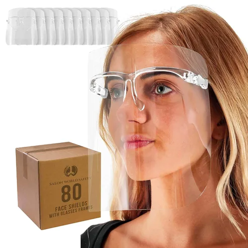 Miniatura 11 de TCP Global Salon World - Protectores faciales completos con marcos de gafas (paquete de 10), ultra transparentes para proteger los ojos, la nariz