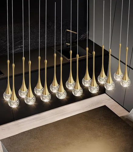Miniatura 3 de 16 Luces Moderna Lámpara de Techo de Cristal Glam para Techo Alto, Lámpara Colgante LED Regulable para Escalera, Vestíbulo, Entrada, Sala de Estar