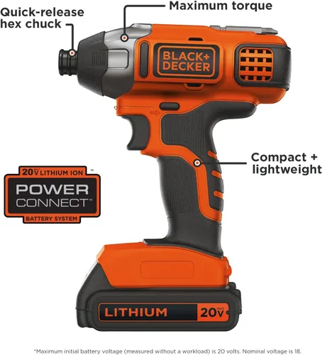 Miniatura 2 de Taladro Black & Decker (BDCI20C) de batería de litio, 20 V máximo