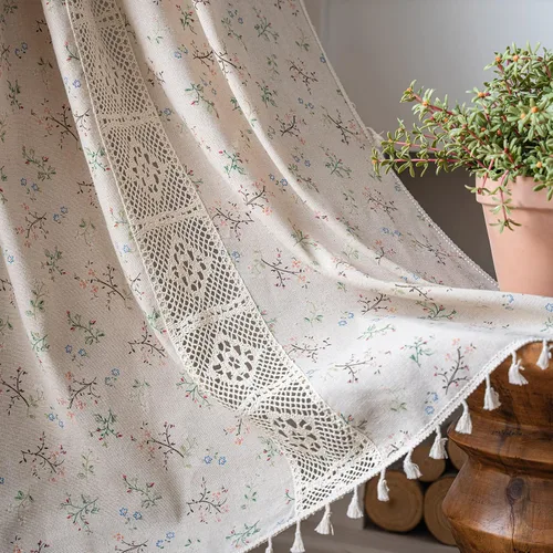 Miniatura 8 de Cortinas florales de granja semiopacas para sala de estar, de 63 pulgadas de largo, mezcla de lino y algodón, paneles de cortina de ventana cortos