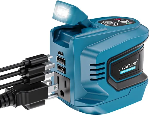 Miniatura 9 de Inversor de potencia real de 200W compatible con Ryobi 18V, inversor de batería DC 18V a AC 110-120V, generador de estación de energía LIVOWALNY