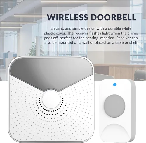 Miniatura 3 de Newhouse Hardware Timbre inalámbrico a batería con luz LED intermitente para personas con discapacidad auditiva