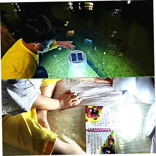 Miniatura 3 de Linterna solar inflable, 2 faroles solares impermeables con LED blancos, lámpara solar portátil plegable con asa para campamento, senderismo