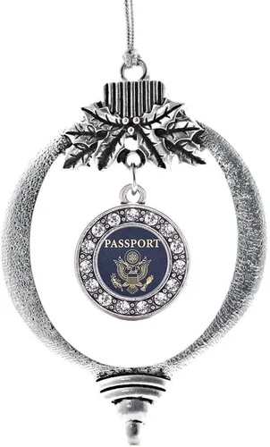 Miniatura 37 de Inspired Silver - Bonita bandera estadounidense - Adorno de Navidad plateado - Adorno de árbol de Navidad con dije circular con circonita cúbica