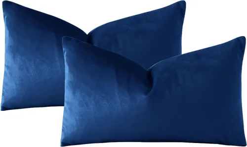 Miniatura 6 de OTOSTAR Juego de 2 fundas de almohada decorativas de terciopelo suave y sólido de 12 x 20 pulgadas, fundas de almohada lumbares, fundas de almohada
