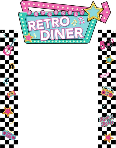Peryiter 3 pancartas retro de los años 50 para fiestas temáticas de los años 50, decoración de fiesta temática de rock and roll, telón de fondo de