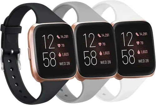 Miniatura 11 de Tobfit Pack 3 bandas delgadas compatibles con Fitbit Versa 2 Bands/Fitbit Versa/Fitbit Versa Lite/SE, pulsera de repuesto de silicona para hombres