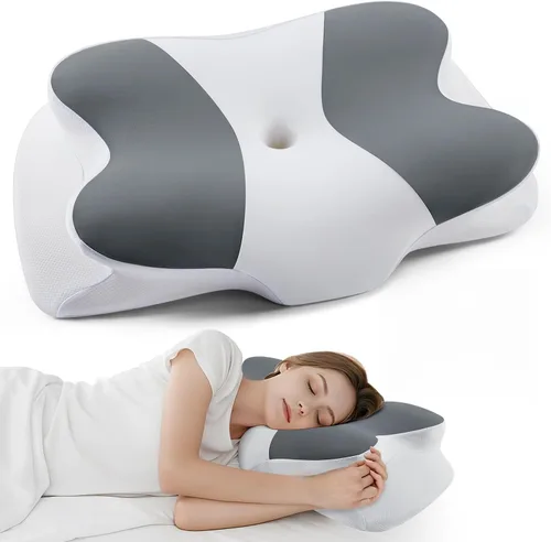 Miniatura 8 de DONAMA - Almohada cervical para dormir, almohada de espuma viscoelástica contorneada para soporte de cuello y hombros, almohada ergonómica