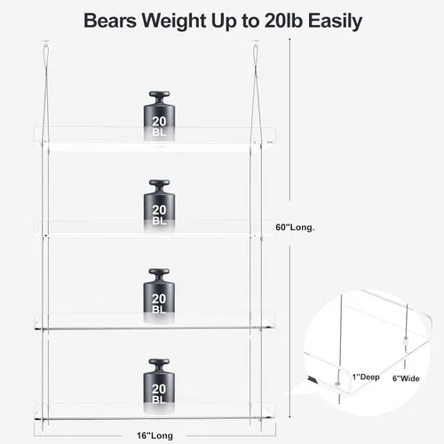Miniatura 3 de Estantes transparentes colgantes de 2 niveles para plantas en ventanas, estante acrílico de ventana y pared para plantas para cocina, jardines